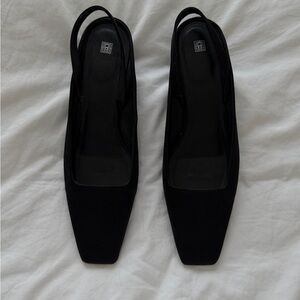 Toteme Black Square-Toe Slingback Flats